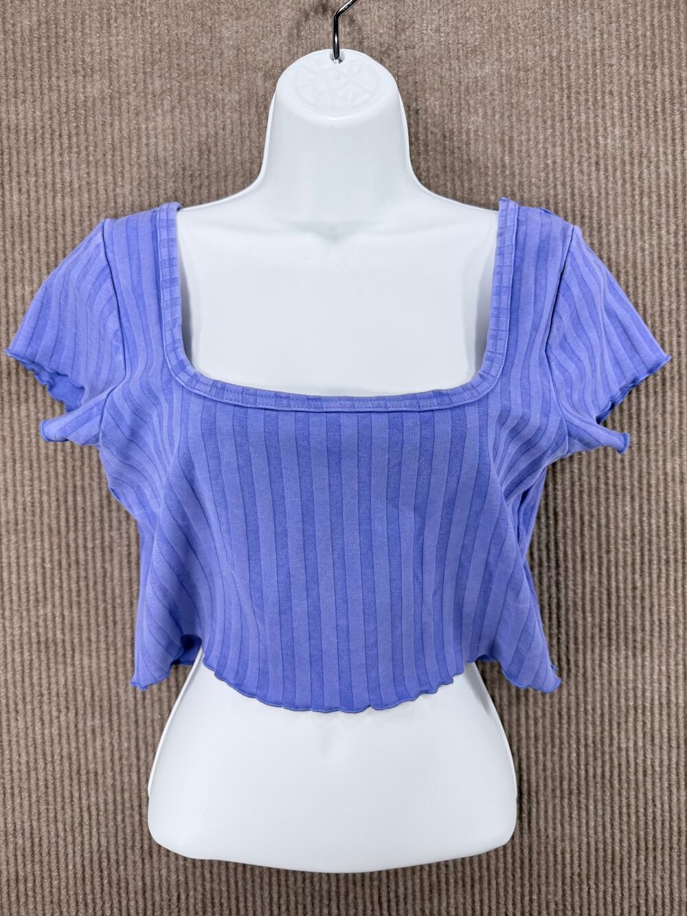 OFFLINE by Aerie OG Groove Ribbed Square Neck Crop Tee Blue L